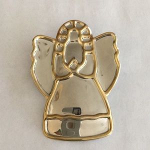 Brooch Pin Pendant - Angel  gold and silver tone